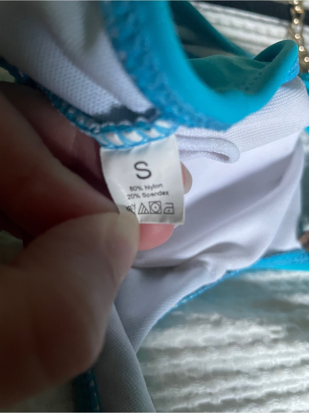Gold-Chain Strap Turquoise Cutout One-Piece Swimsuit - Picture 3 of 3